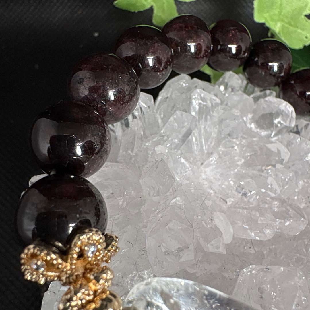 水入り水晶　ガーネット　ブレスレット