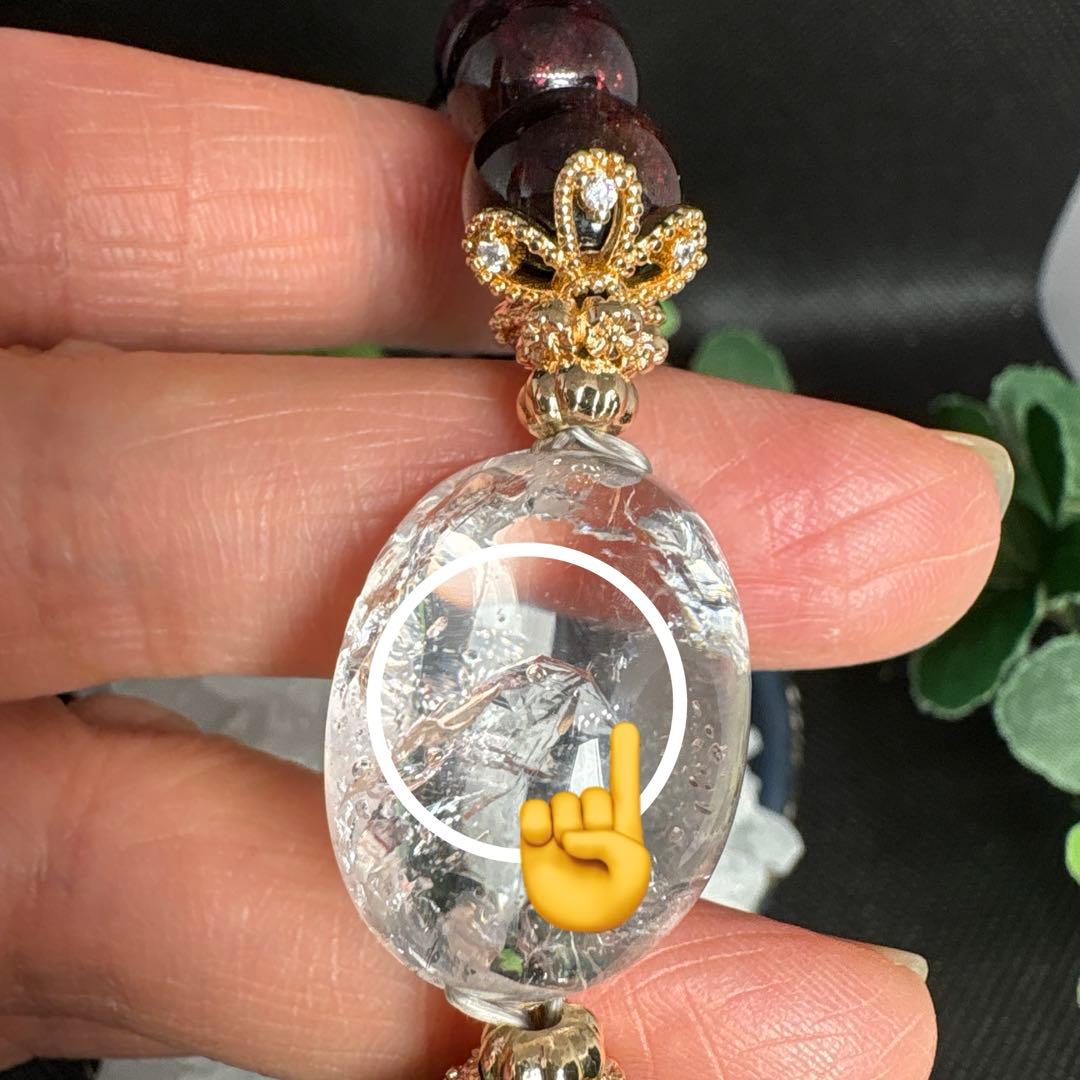 水入り水晶　ガーネット　ブレスレット