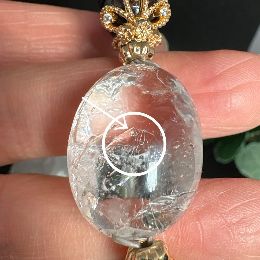 水入り水晶　ガーネット　ブレスレット