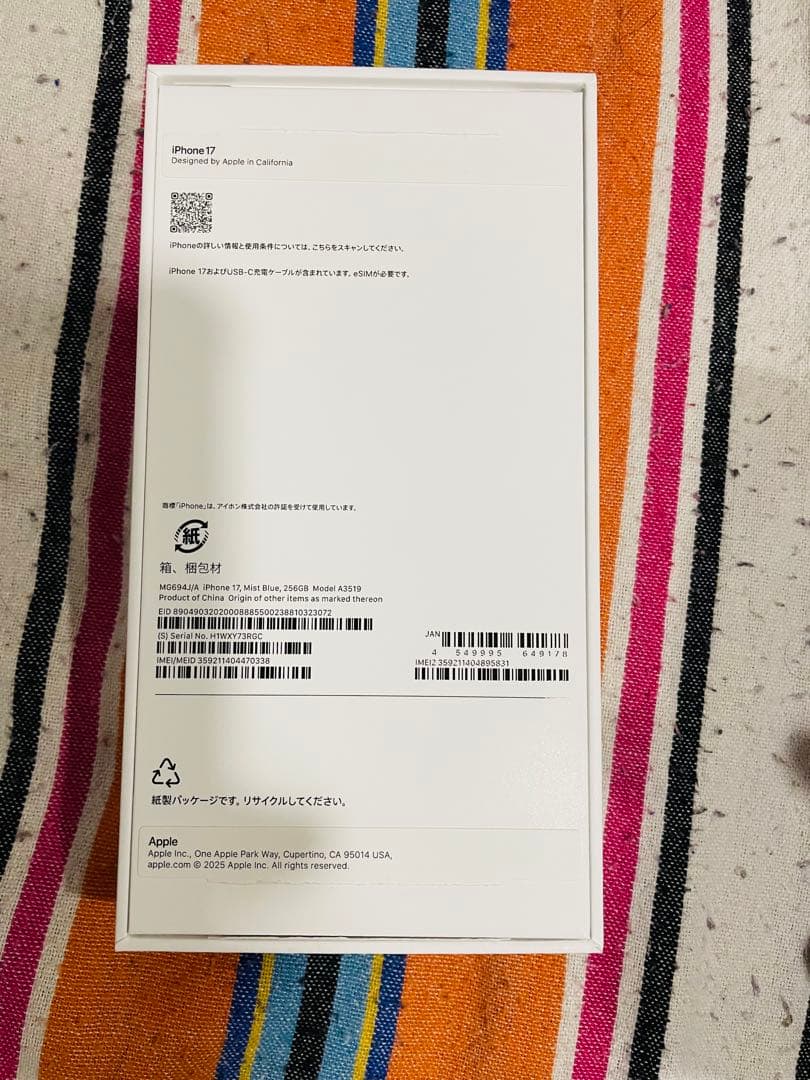 iPad本体 Iphone 17 256GB Mist Blue