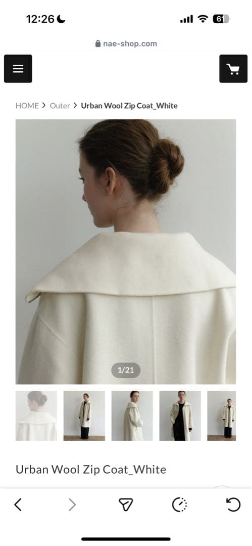 Urban Wool Zip Coat_White ウールコート　ホワイト