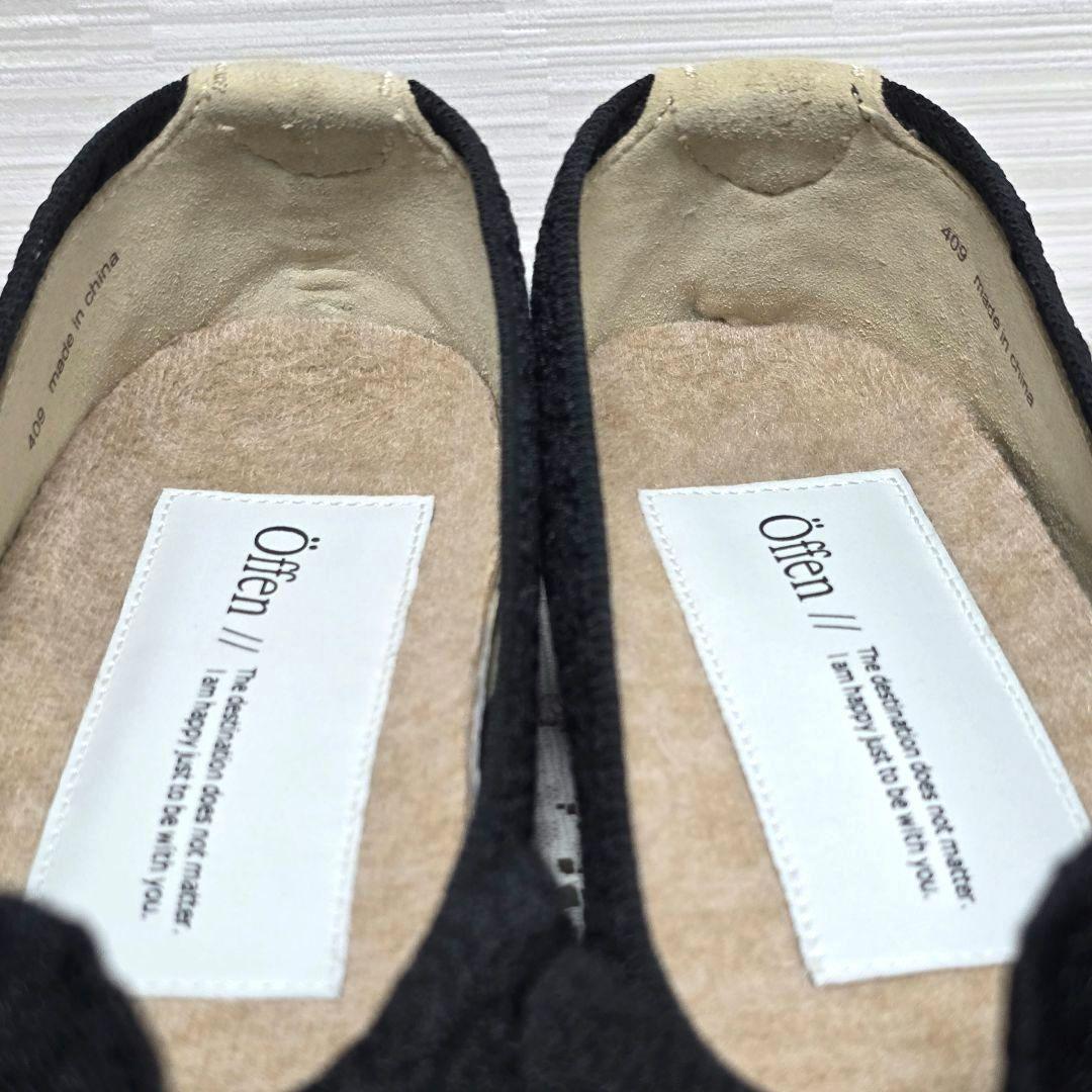 Öffen オッフェン ポインテッド フリル パンプス ブラック 38