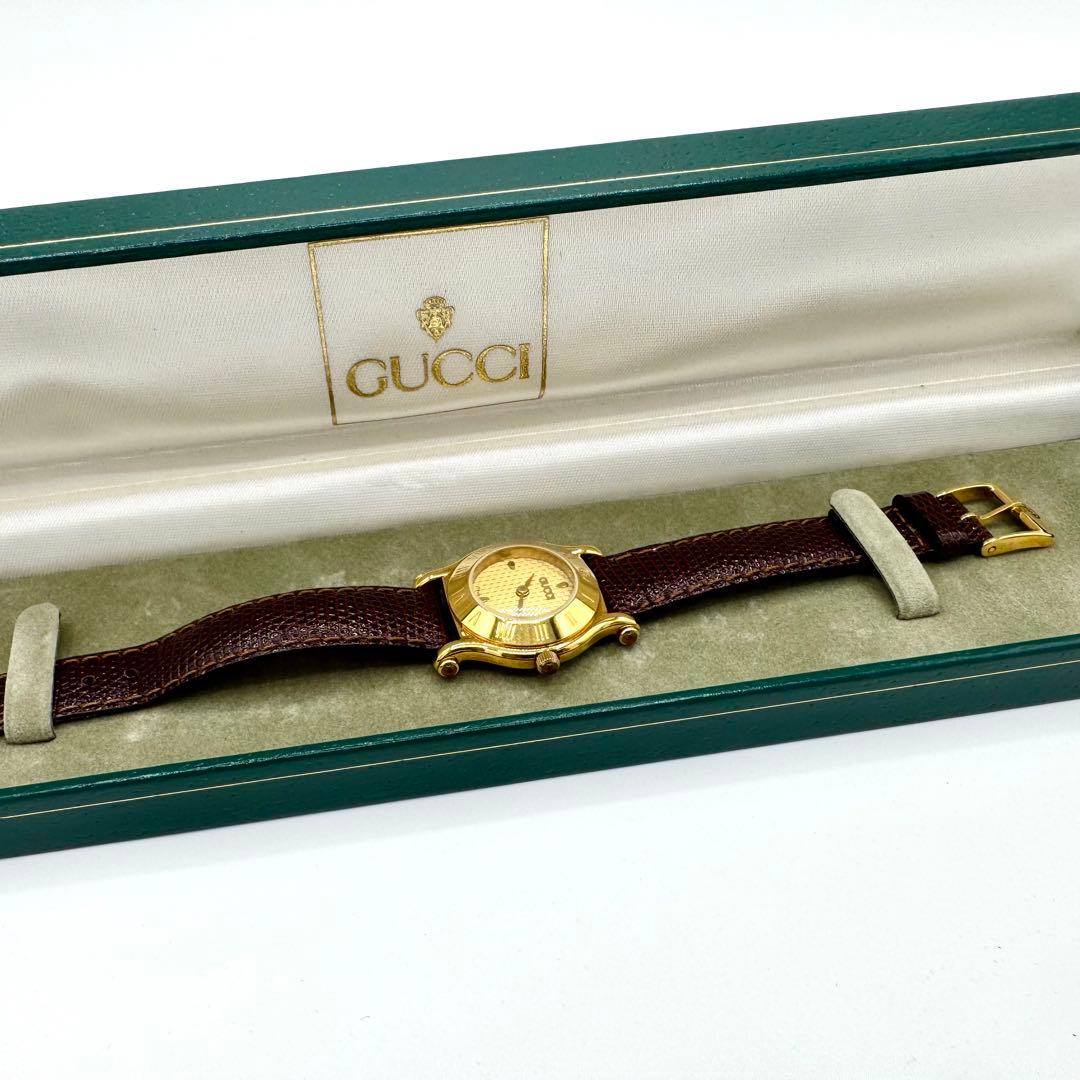 稼働/新品電池　グッチ 腕時計　6500L ヴィンテージ　純正ベルト　クォーツ