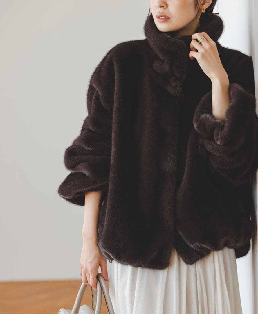 ❤︎最終値下げ❤︎NOBLE❤︎エコファースタンドカラーミドルブルゾン❤︎新品タグ付❤︎