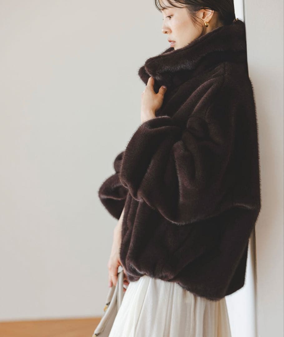 ❤︎最終値下げ❤︎NOBLE❤︎エコファースタンドカラーミドルブルゾン❤︎新品タグ付❤︎