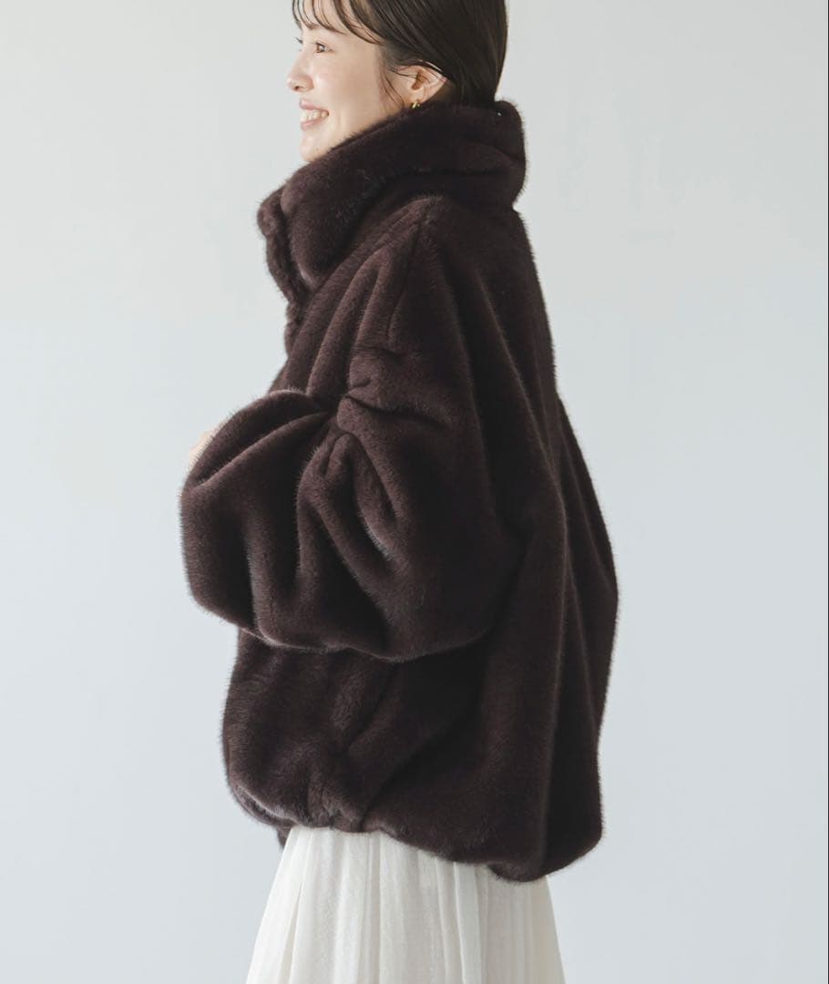 ❤︎最終値下げ❤︎NOBLE❤︎エコファースタンドカラーミドルブルゾン❤︎新品タグ付❤︎