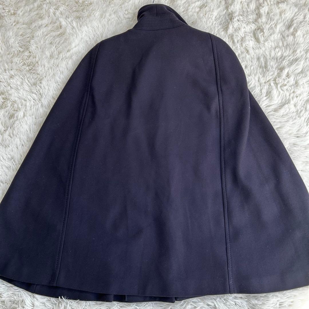 【美品】ZARA WOMAN ウール混 金ボタン ケープ風コート M 黒