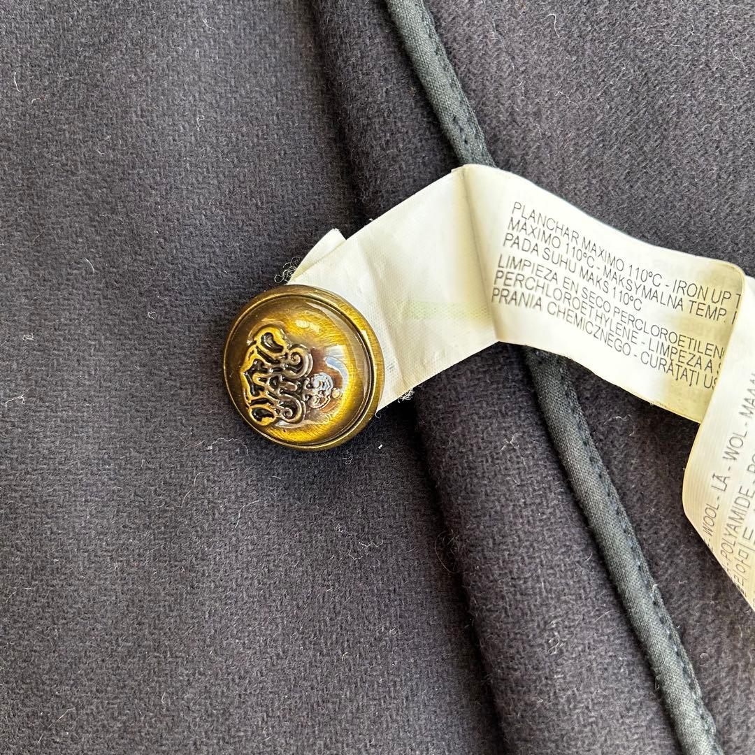 【美品】ZARA WOMAN ウール混 金ボタン ケープ風コート M 黒