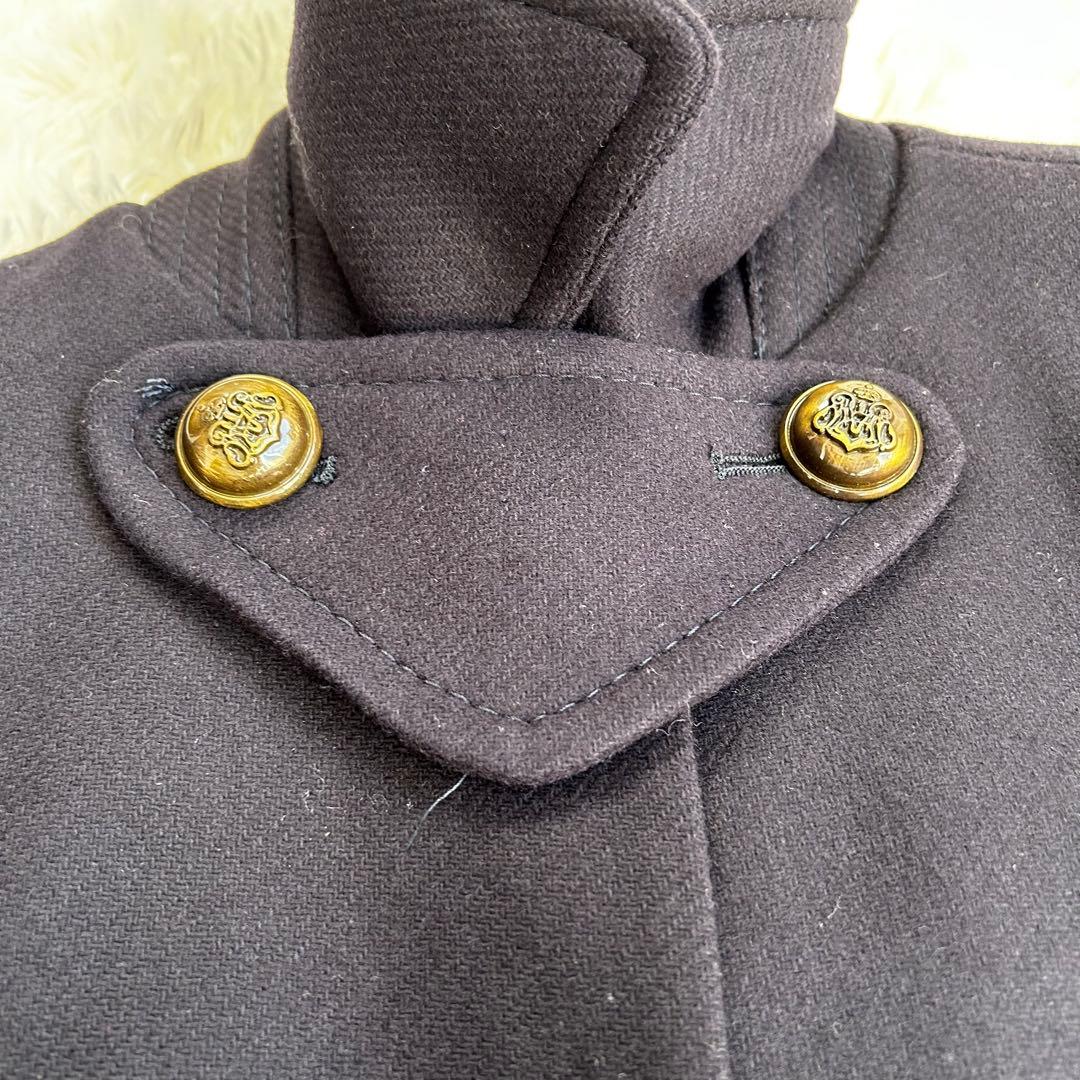 【美品】ZARA WOMAN ウール混 金ボタン ケープ風コート M 黒