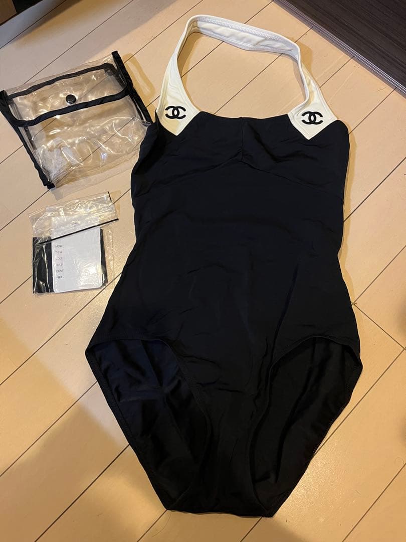 Chanel ワンピース水着 黒　ヴィンテージ 36
