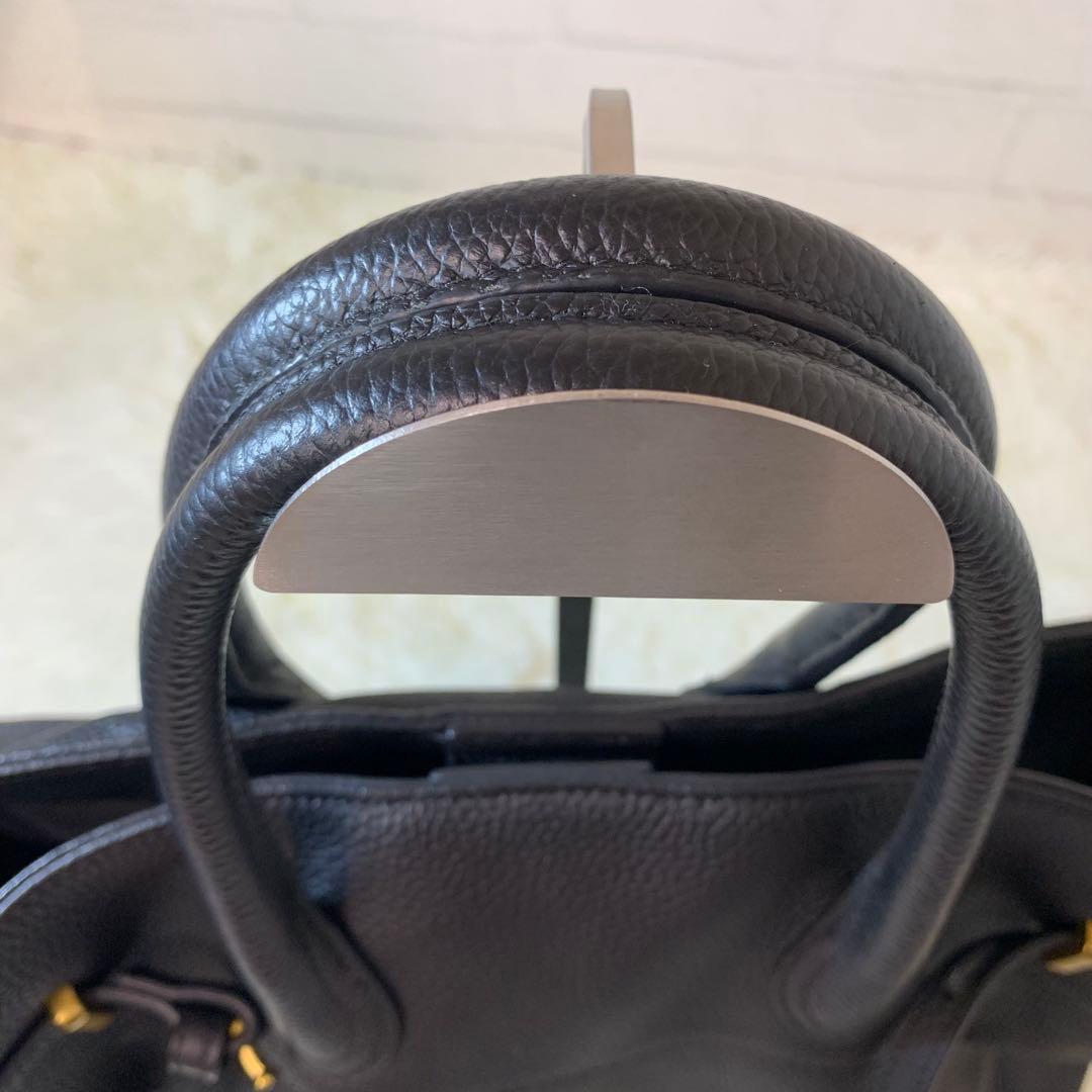 ROPE ロペ　リアルレザーナローベルトトートバッグ ブラック