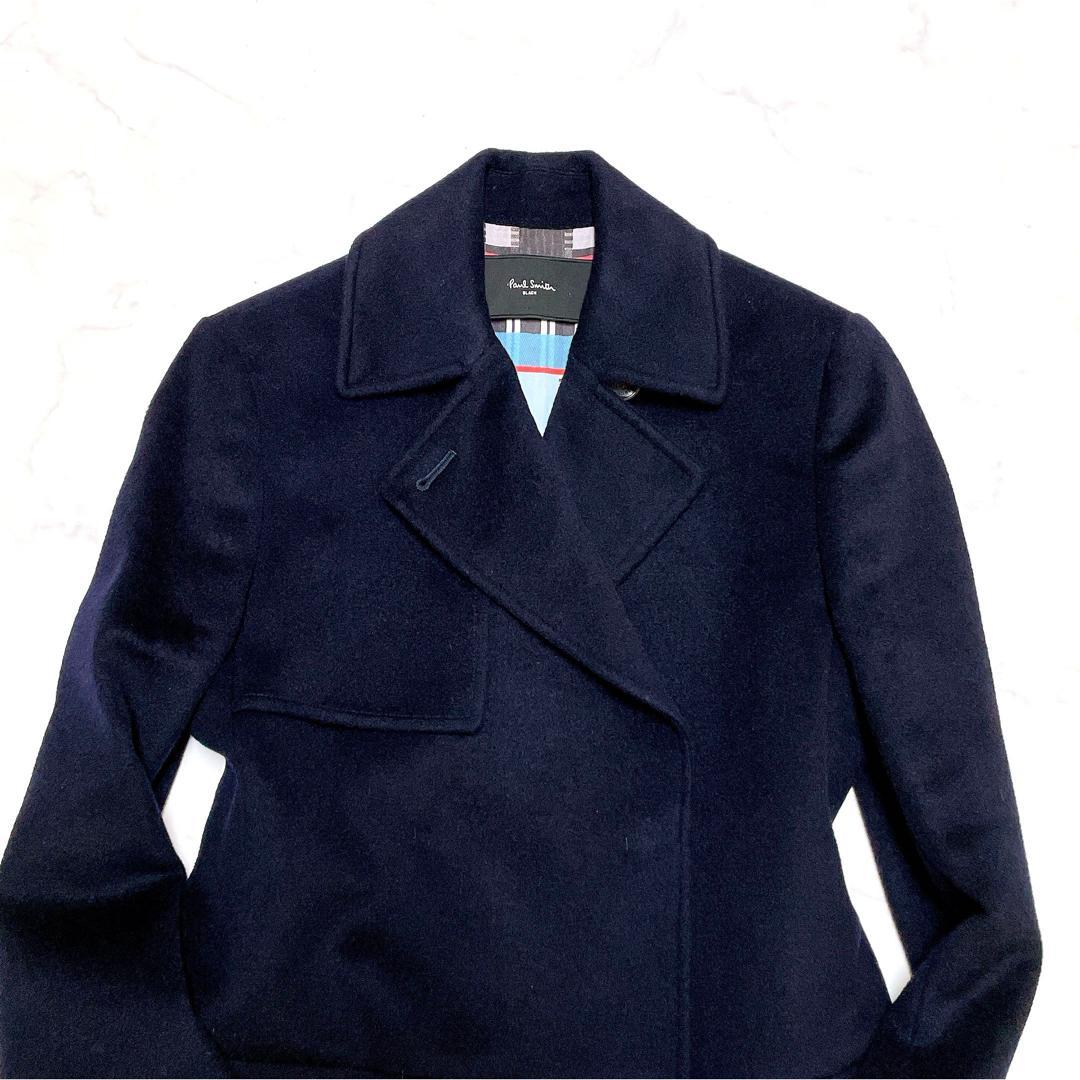 極美品 ポールスミスブラック ウールカシミヤダブルボタンロングコート 40 L