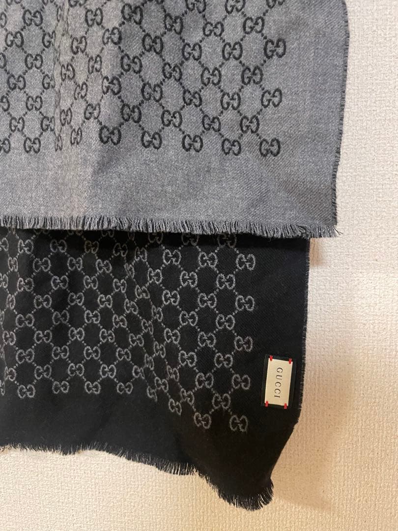 GUCCI GGロゴ マフラー グレー/ブラック