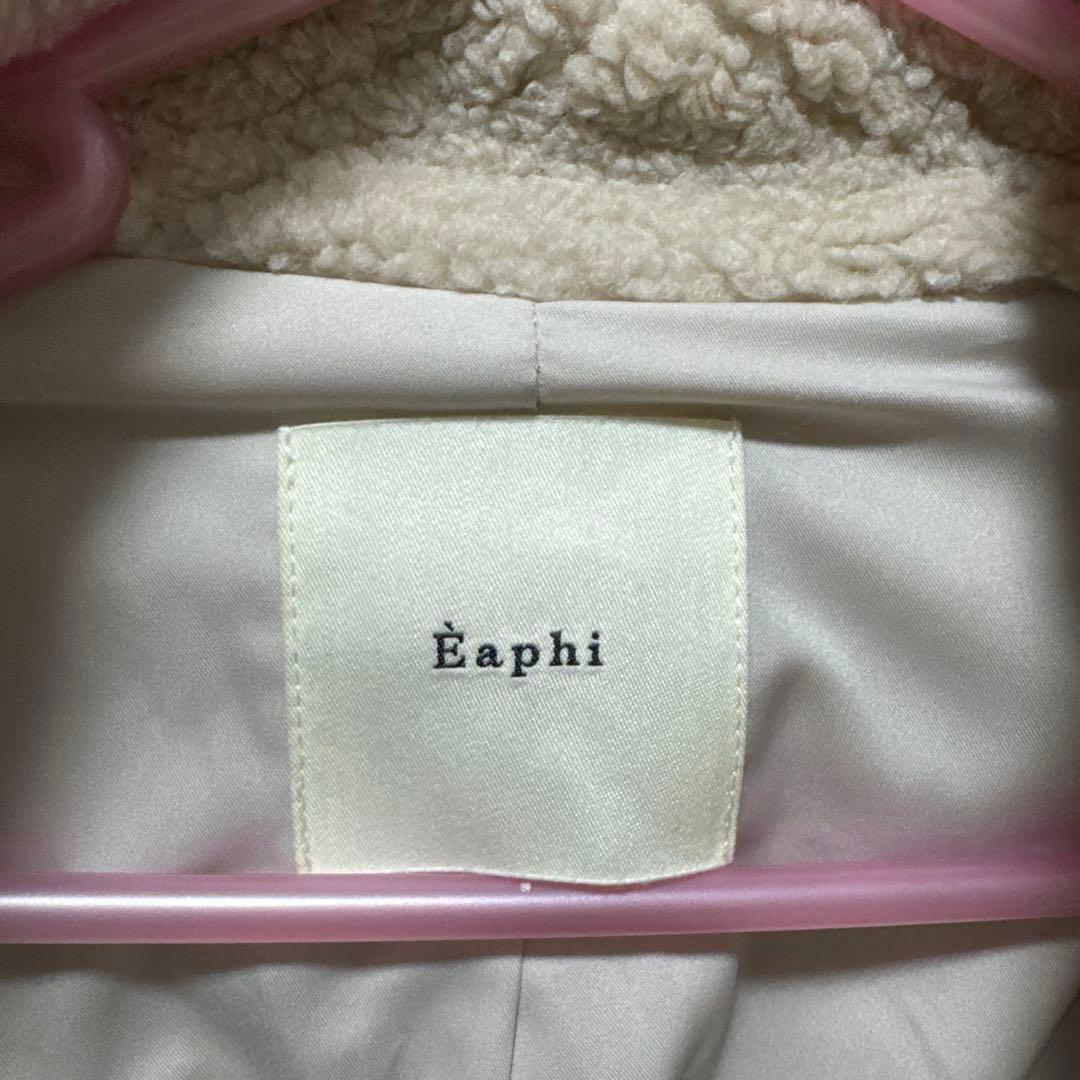 Eaphi checkered boa coat アイボリー