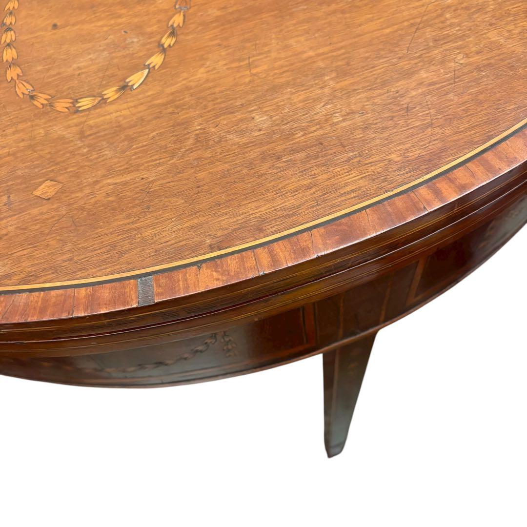 象嵌 ゲートレッグ コンソールテーブル 半円 折りたたみ 円形 アンティーク