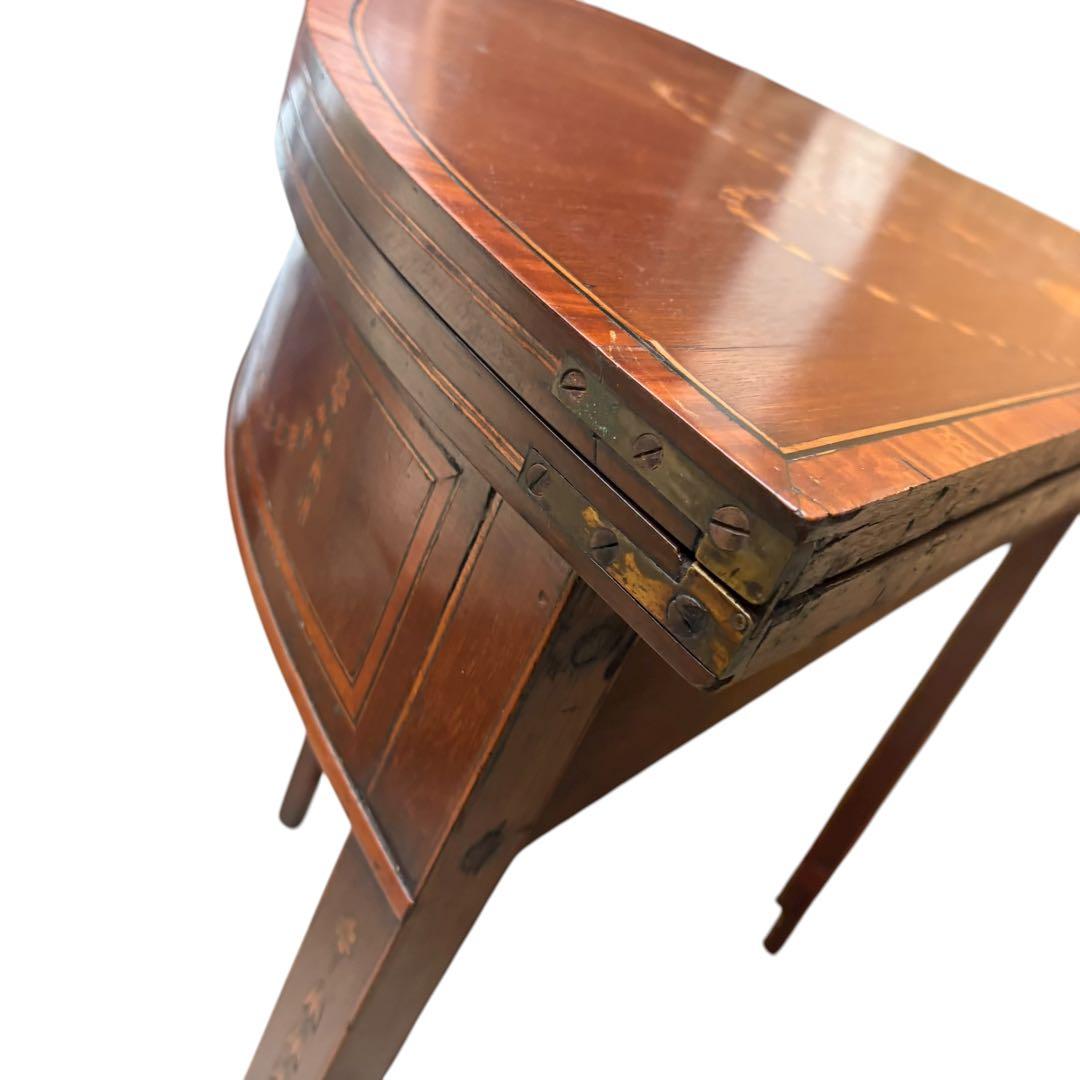 象嵌 ゲートレッグ コンソールテーブル 半円 折りたたみ 円形 アンティーク