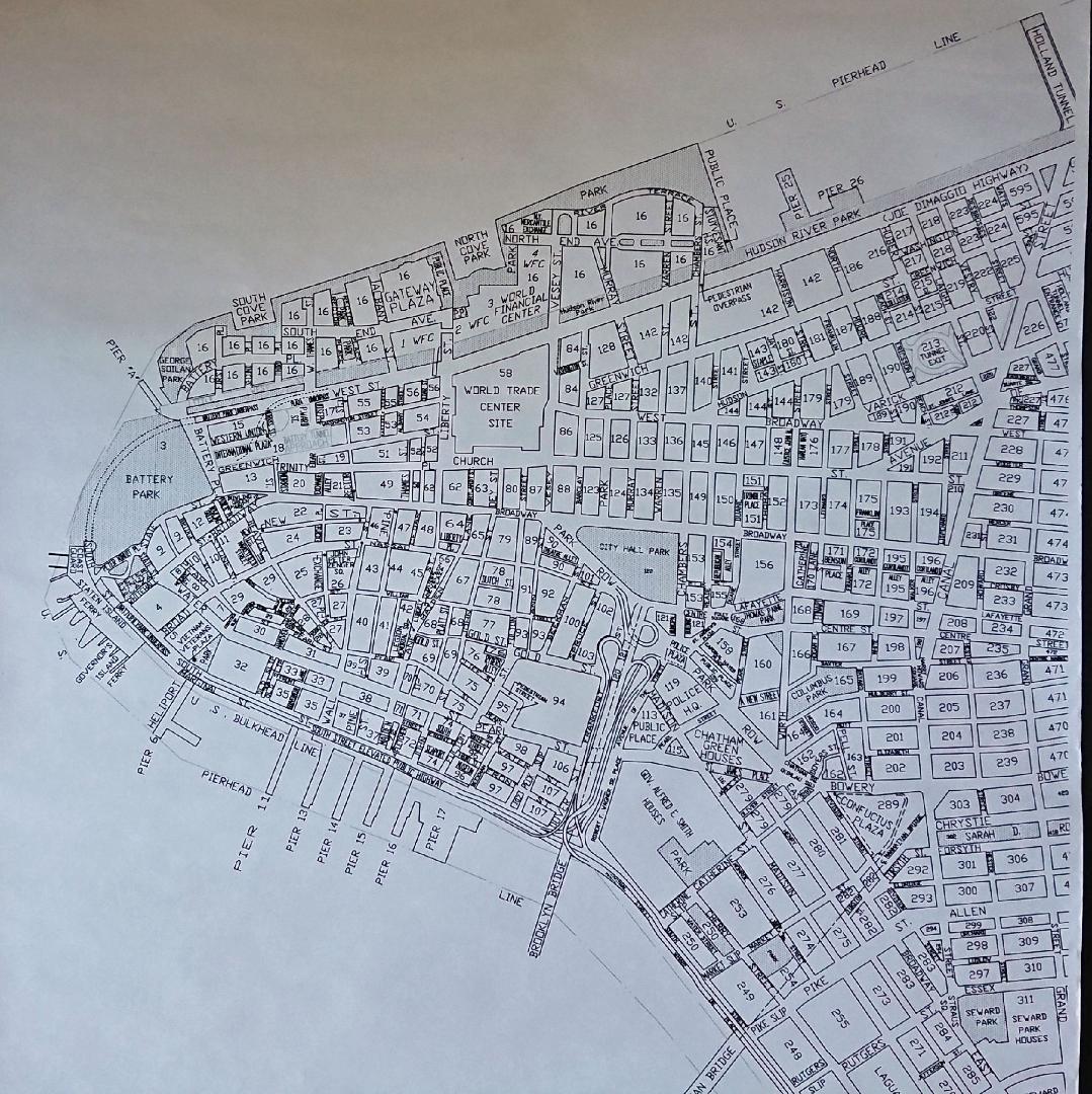 ニューヨーク 地図 ロウワー・マンハッタン 大判 91cm x 61cm