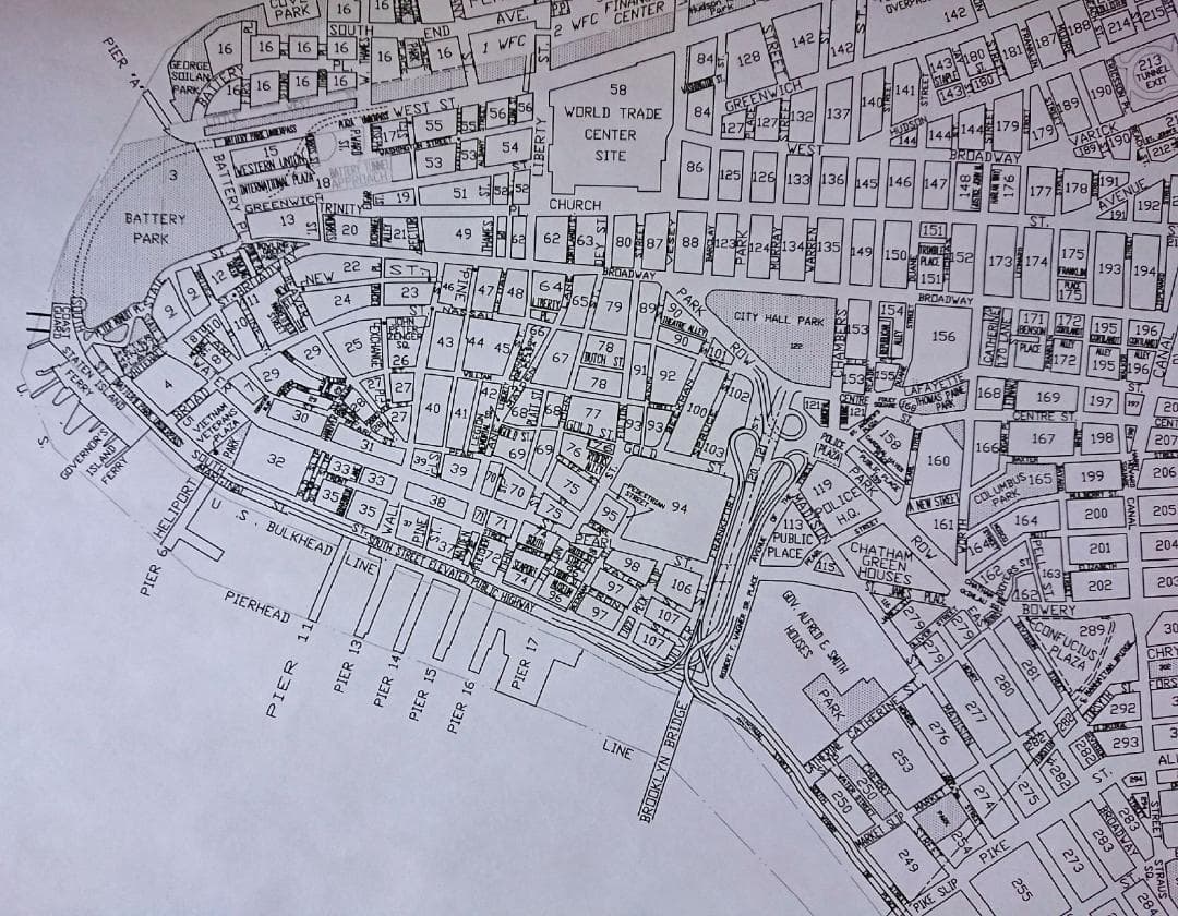 ニューヨーク 地図 ロウワー・マンハッタン 大判 91cm x 61cm