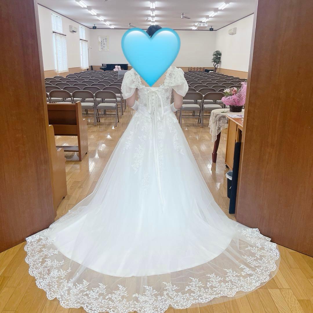 ウェディングドレス　大きいサイズ　M、L、XLの方向け　ホワイト　結婚式　新婦