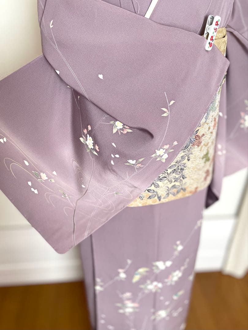 しつけ付幸せの青い鳥 訪問着 十日町友禅 正絹着物