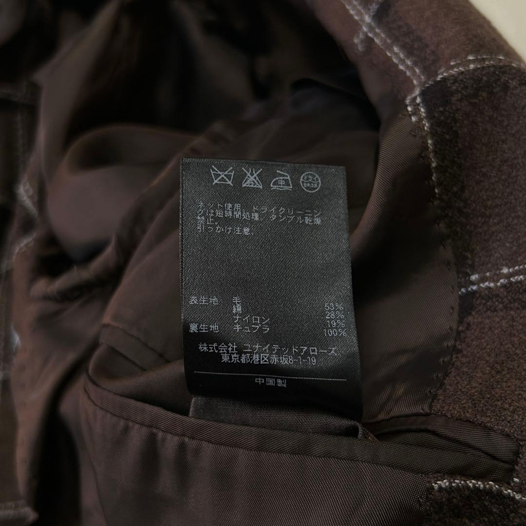 美品 ユナイテッドアローズ ウィンドペン チェック ウール ジャケット48 L