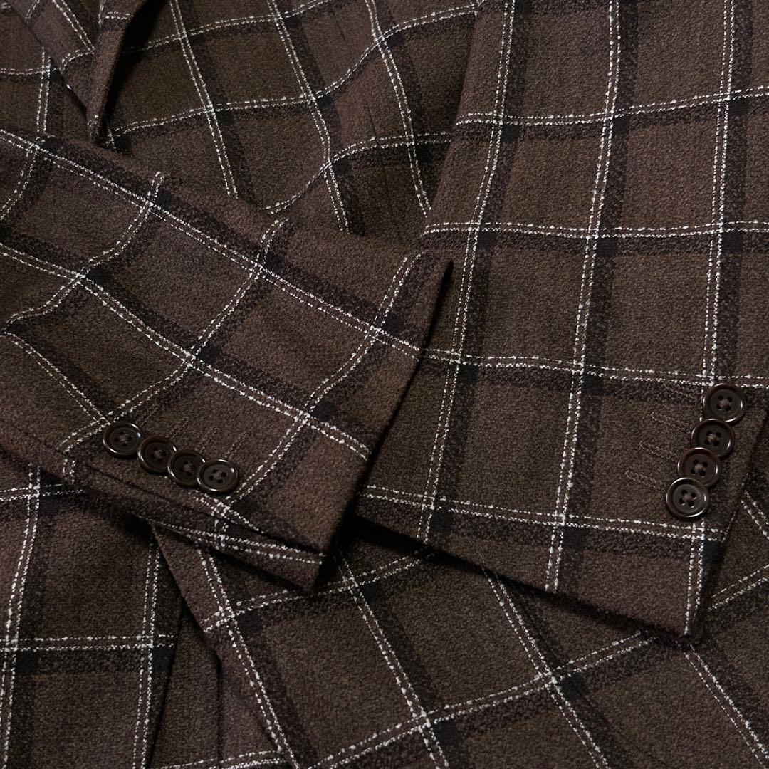 美品 ユナイテッドアローズ ウィンドペン チェック ウール ジャケット48 L