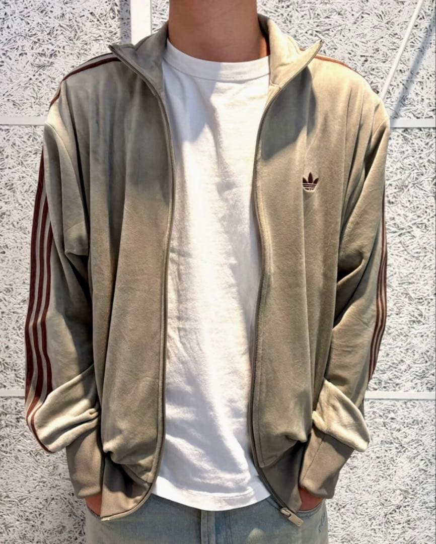 新品2XL◼️アディダス　ベロアトラックトップ ベージュ　ジャーナルスタンダード