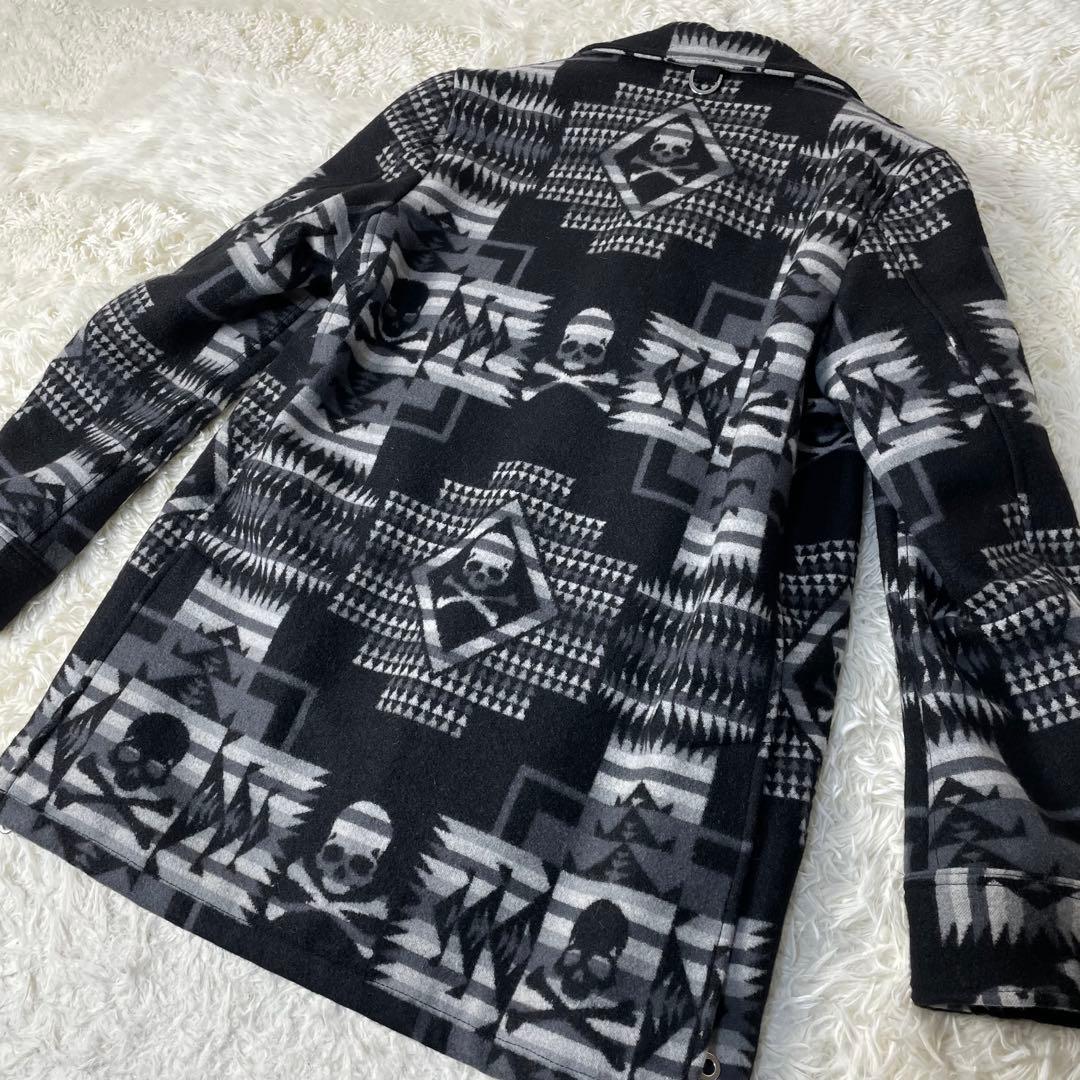 【極美品】mastermind JAPAN スカル柄ロングコート　カシミヤM