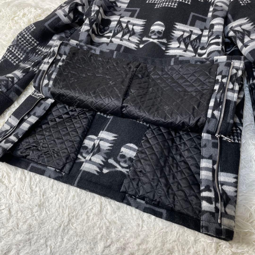 【極美品】mastermind JAPAN スカル柄ロングコート　カシミヤM