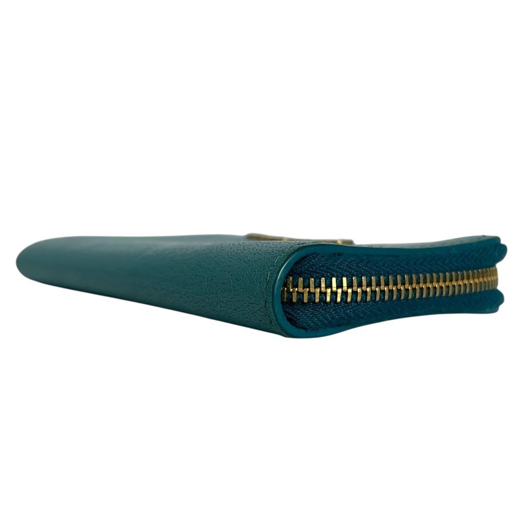 希少✨ミュウミュウ ケース ミニ財布 ファスナー キーリング 水色 青