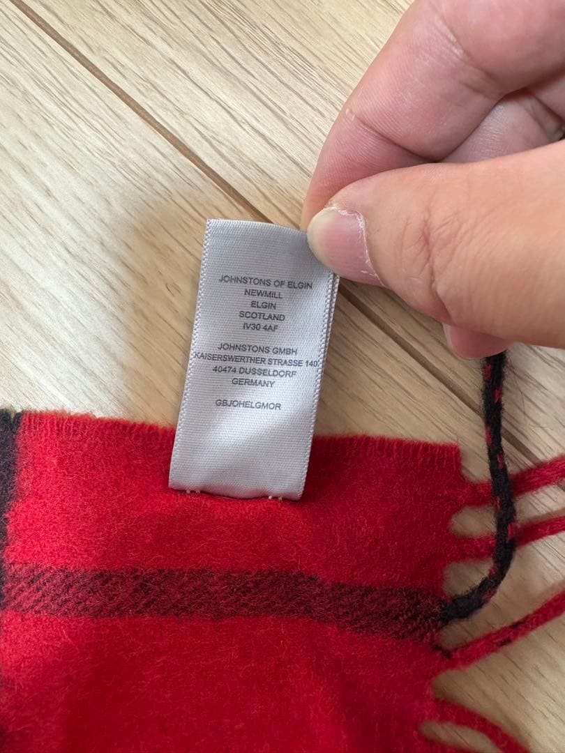 Johnstons of Elgin 中判マフラー レッド 190x35cm