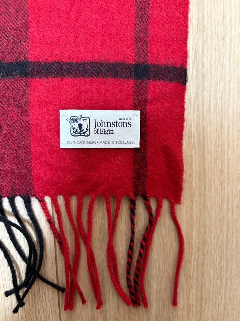 Johnstons of Elgin 中判マフラー レッド 190x35cm