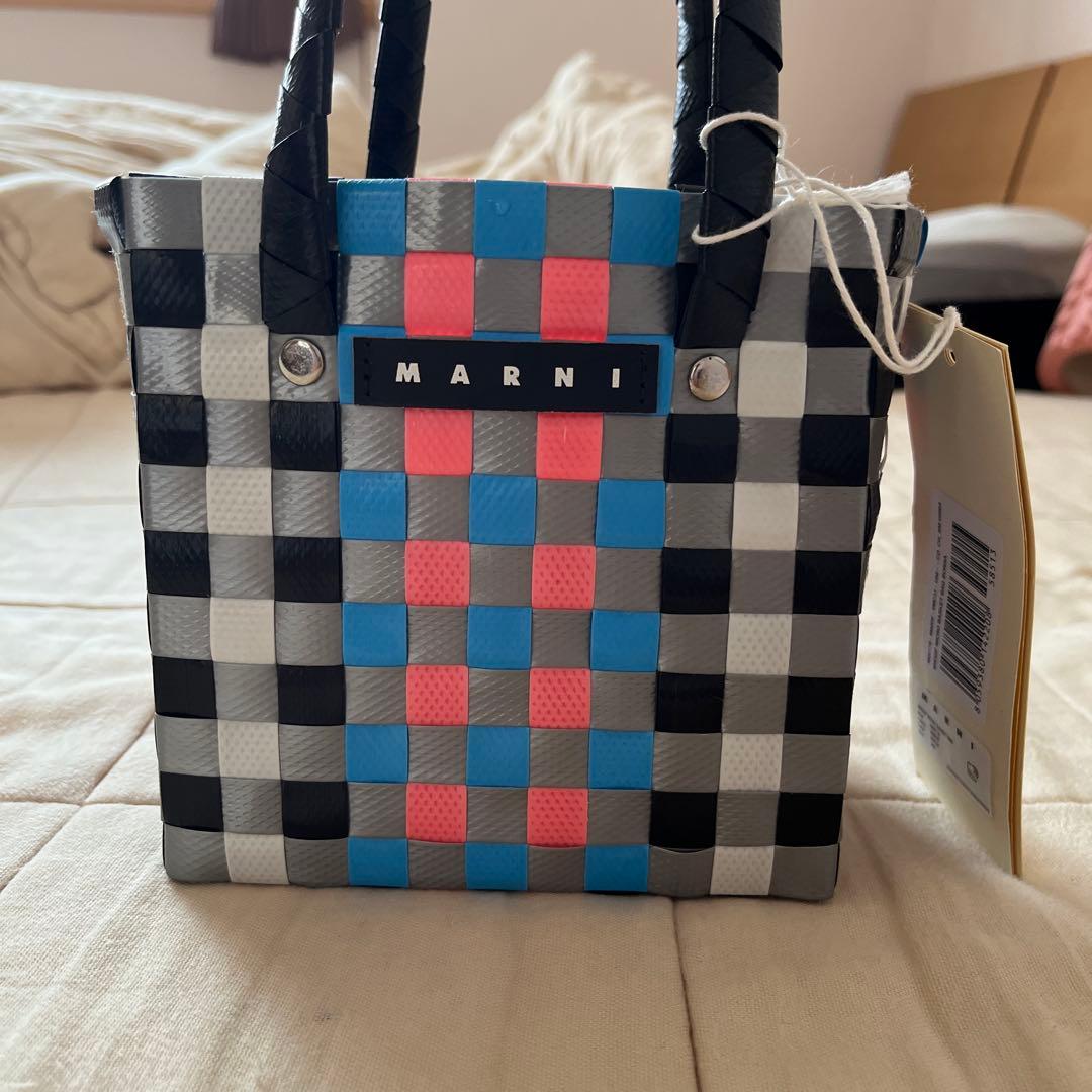 『新品』MARNI チェックトートバッグ　カゴ　マイクロバスケット　マルニキッズ