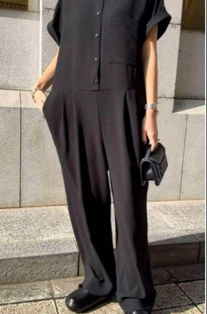 2024SS マチャット ハーフスリーブ　オールインワン　ブラック