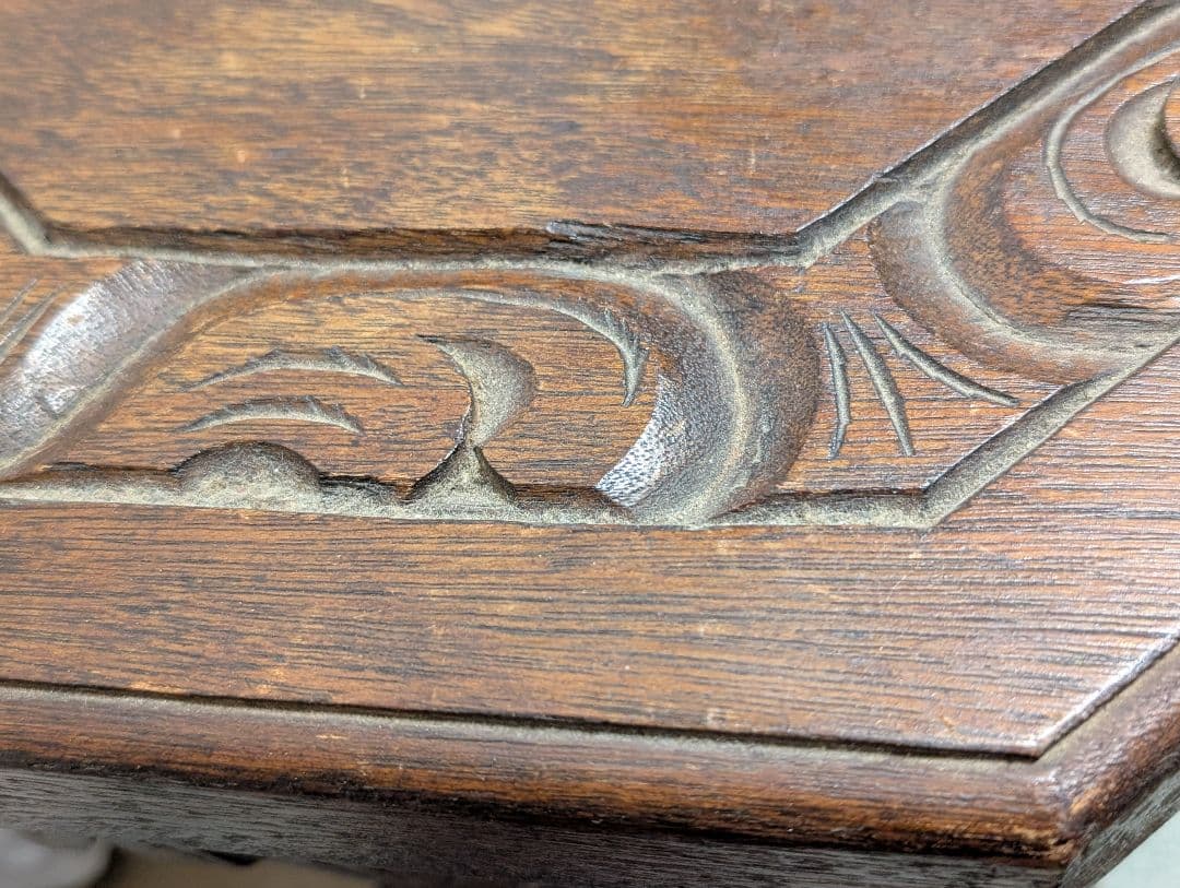 古家具　民芸家具　木製　木彫り　サイドテーブル　花台
