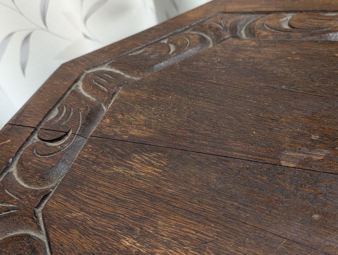 古家具　民芸家具　木製　木彫り　サイドテーブル　花台