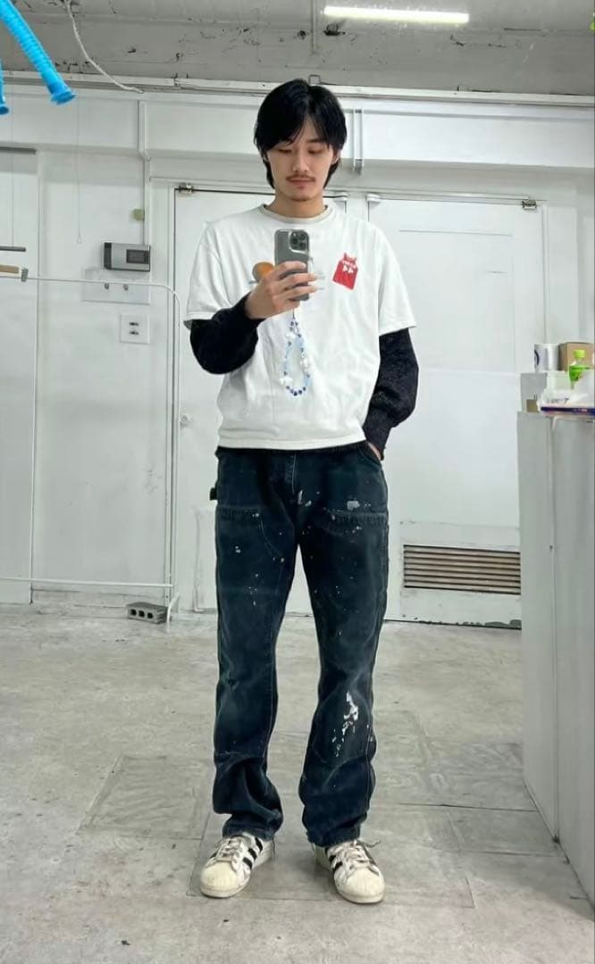 ポーカーズ　カンティス着用Carharttダブルニー　USA製　W33L30