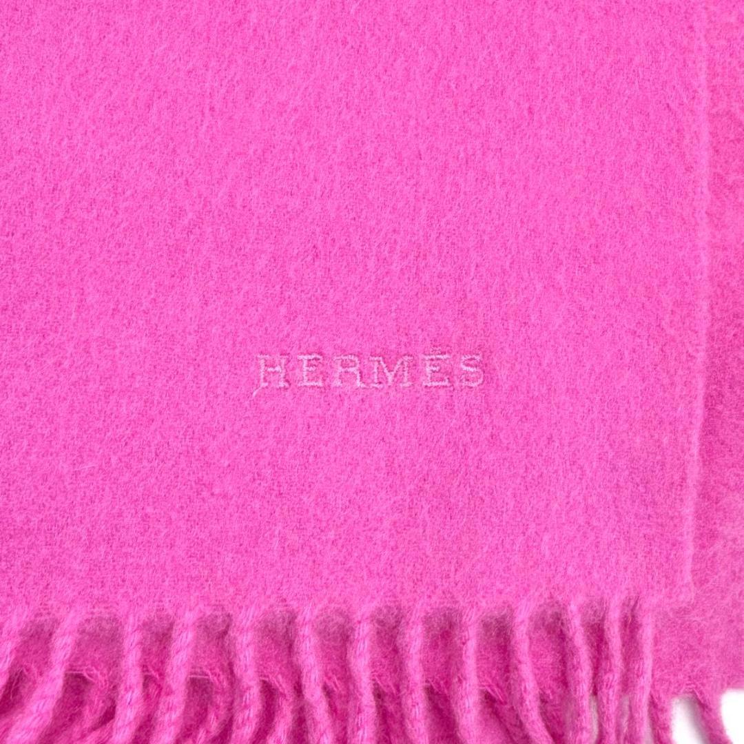 【良品】HERMES エルメス　カシミヤ100%　大判マフラー　ストール　ピンク