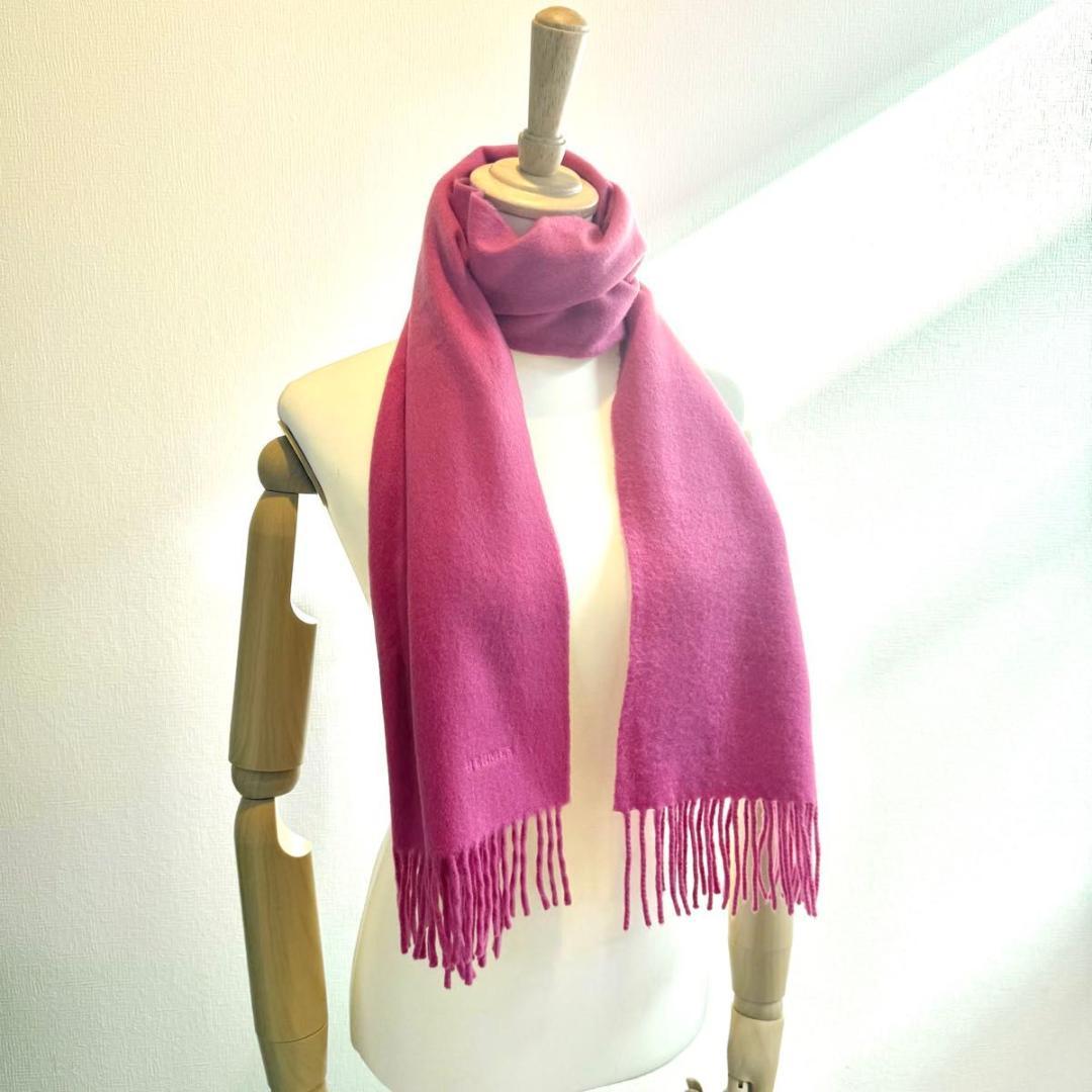 【良品】HERMES エルメス　カシミヤ100%　大判マフラー　ストール　ピンク