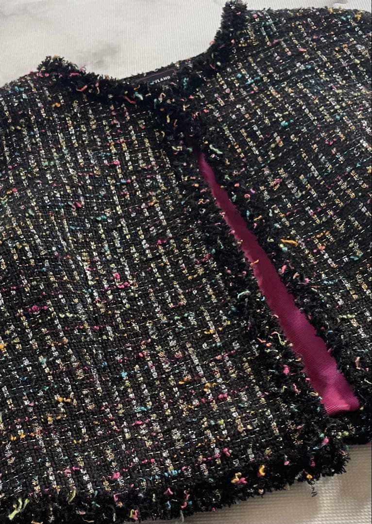 【トゥモローランド】リントン社製シャインファンシーツイードノーカラージャケット