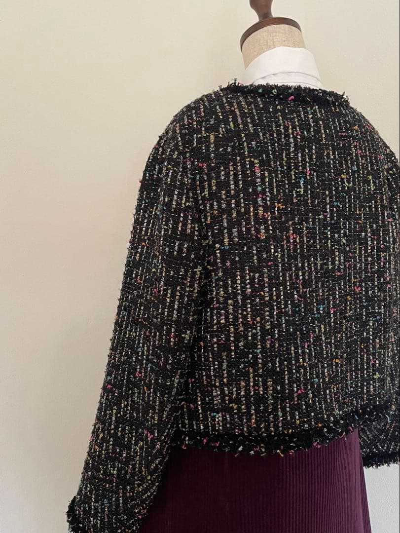 【トゥモローランド】リントン社製シャインファンシーツイードノーカラージャケット