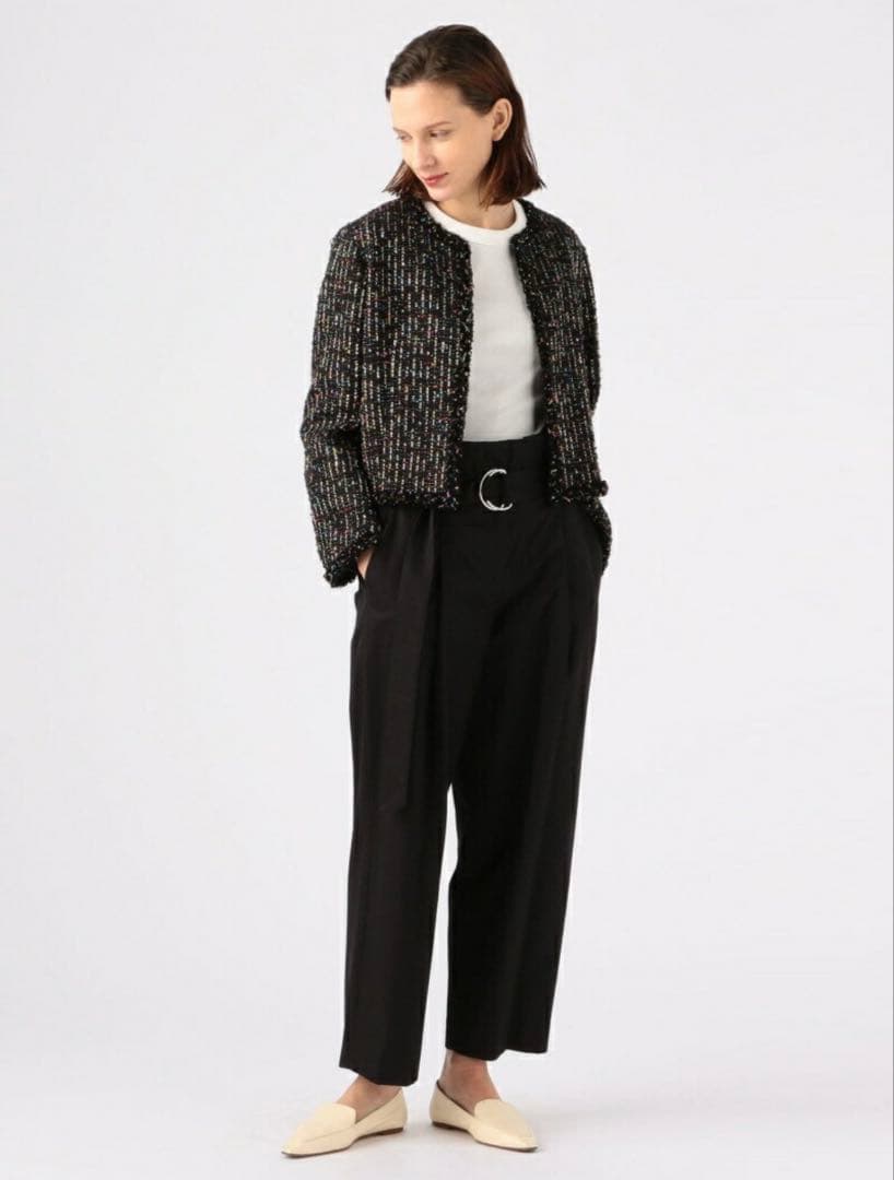 【トゥモローランド】リントン社製シャインファンシーツイードノーカラージャケット