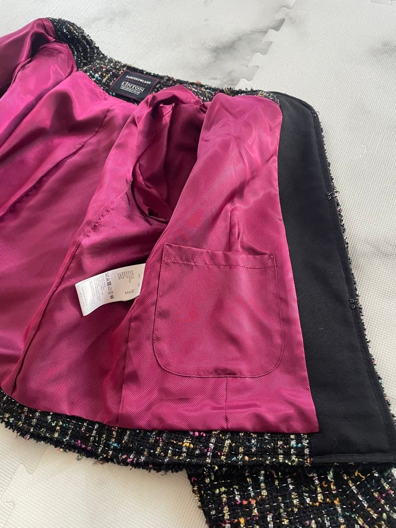 【トゥモローランド】リントン社製シャインファンシーツイードノーカラージャケット