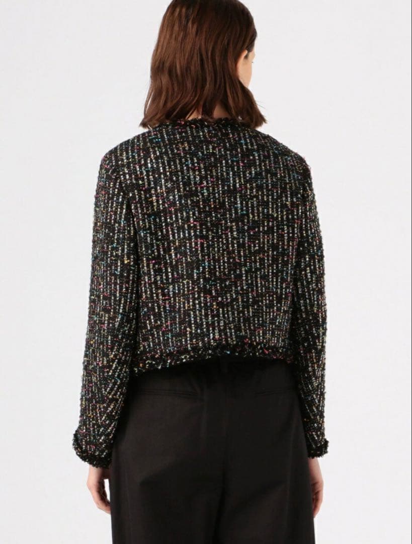 【トゥモローランド】リントン社製シャインファンシーツイードノーカラージャケット