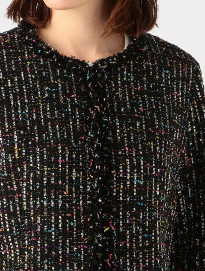 【トゥモローランド】リントン社製シャインファンシーツイードノーカラージャケット