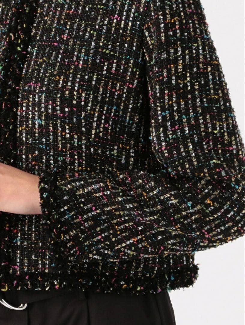 【トゥモローランド】リントン社製シャインファンシーツイードノーカラージャケット