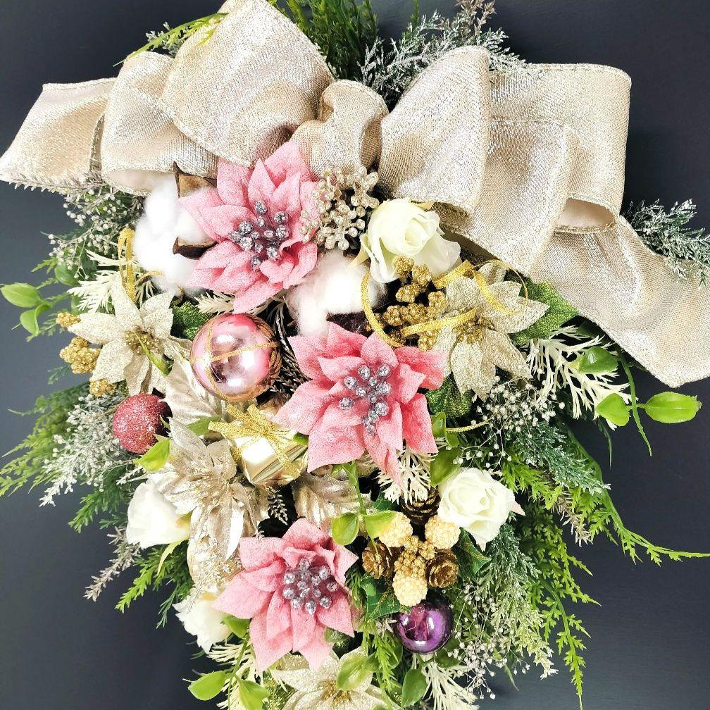 商品名【星愛】ゆきこ❤ポインセチアのクリスマスリース* 冬リース