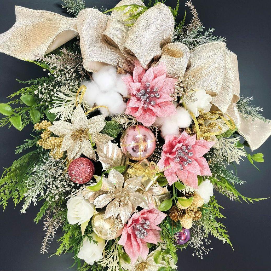 商品名【星愛】ゆきこ❤ポインセチアのクリスマスリース* 冬リース