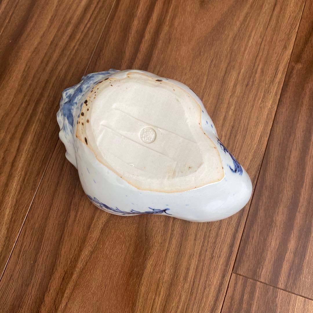 極上作　九谷焼　須田菁華　吹墨染付　貝型　向付　小鉢　一客