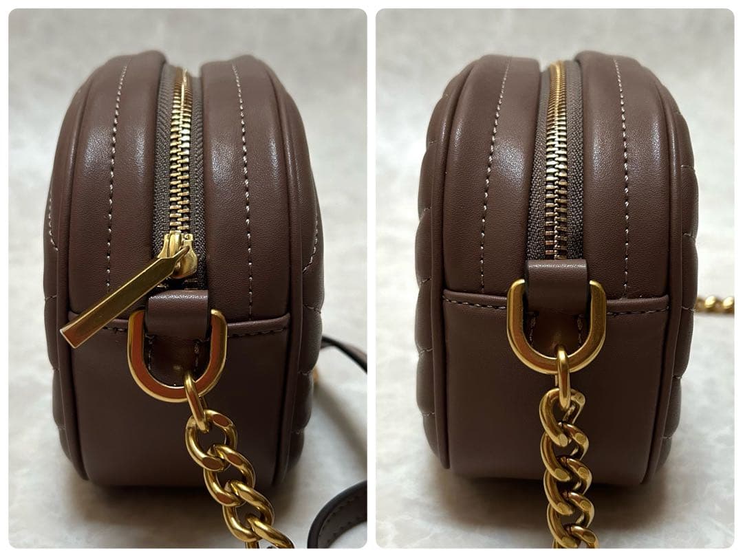 新品同様 トリーバーチ キラ シェブロン チェーンショルダーバッグ ブラウン